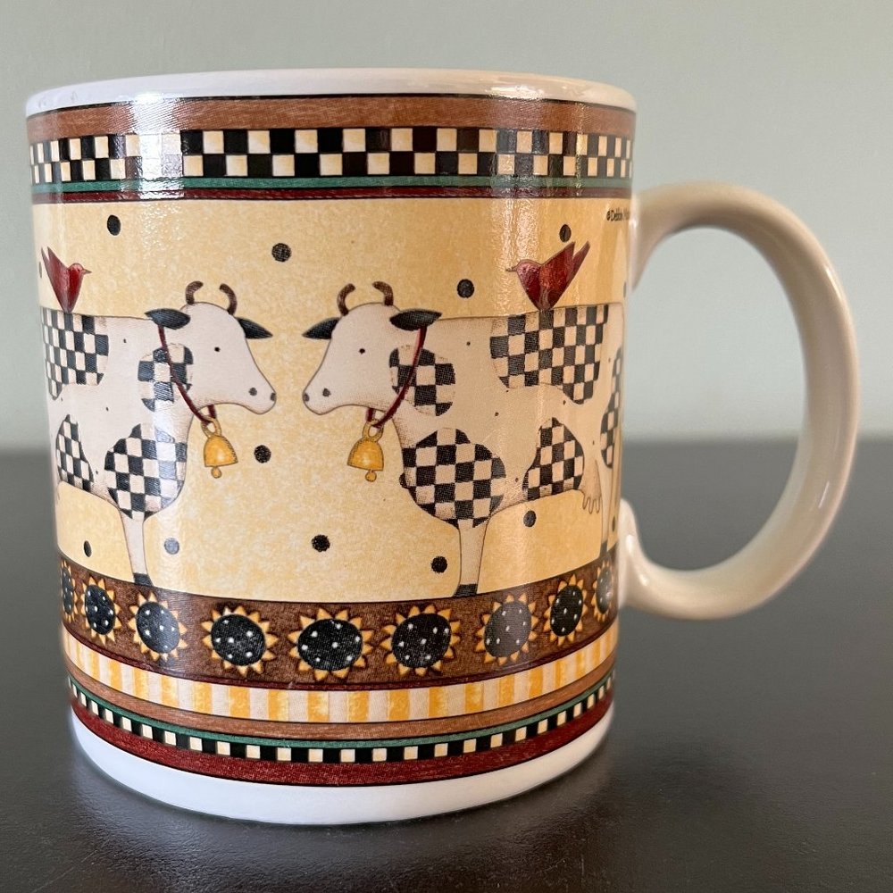 Vintage Sakura WEATHERVANE Cows Stoneware Coffee Cup Mug Debbie Mumm Farmhouse